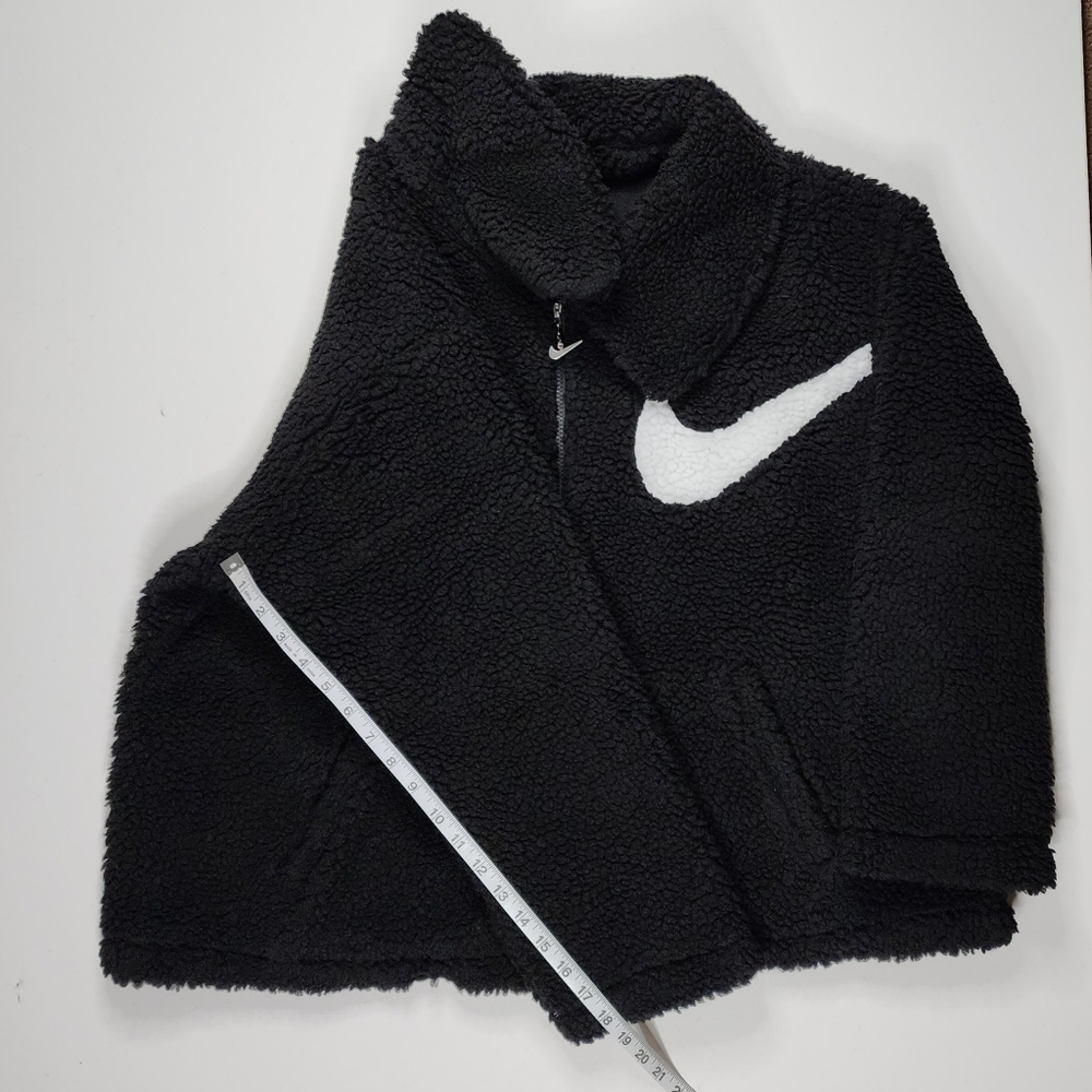 Nike Womens Sz 1x NSW Sportswear Swoosh Full-Zip Jacket Sherpa Faux Fur Black - Picture 3 of 12